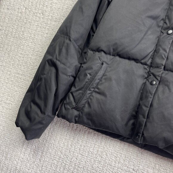 Lacoste Quilted Down Puffer Coat Snap Women's Size 38 Black Convertible Collar - Picture 3 of 15